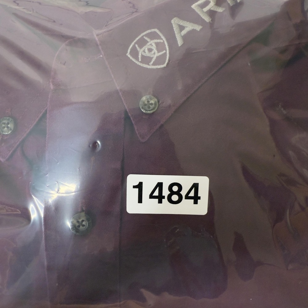 Ariat Shirt Mens 2XL Purple Solid Long Sleeve Twill Button Up Western - Picture 11 of 11